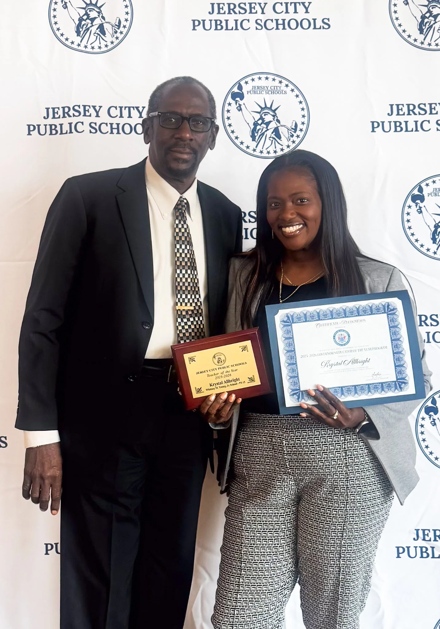 Soror Krystal Allbright receiving Teacher of the Year